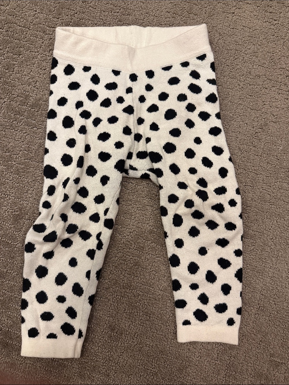 Kids Black & off white polka Dot Knit Leggings